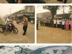 Polsek Meliau Bagikan 350 Masker Kepada Masyarakat, Tekan Dampak Kabut Asap Karhutla