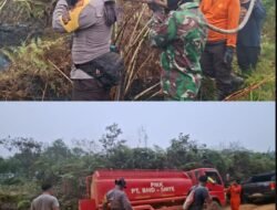KAPOLSEK MELIAU PIMPIN LANGSUNG PEMADAMAN KARHUTLA DI DESA CUPANG, SINERGITAS TNI–POLRI–MASYARAKAT EFEKTIF PADAMKAN API